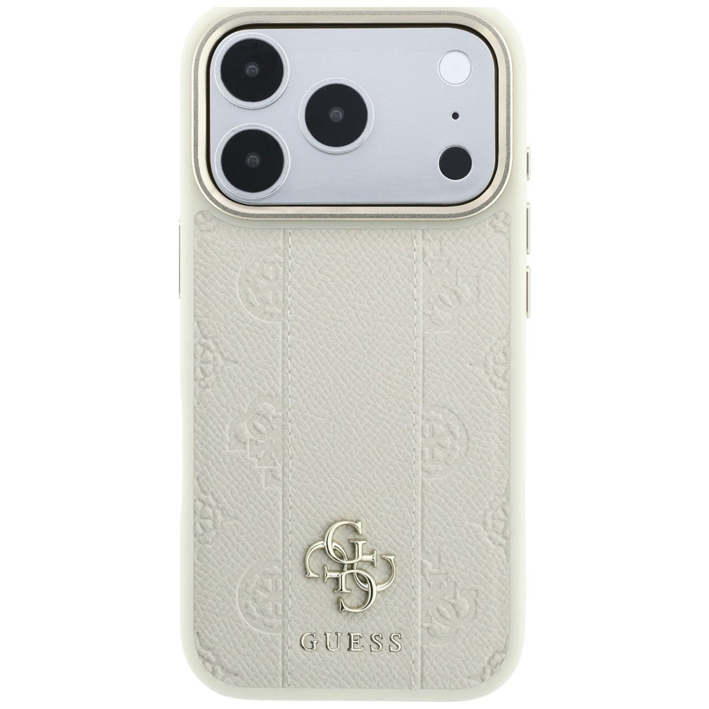 Guess iPhone 17 Pro Max/iPhone 18 Pro Max Kuori Stripe Peony 4G Logo Beige