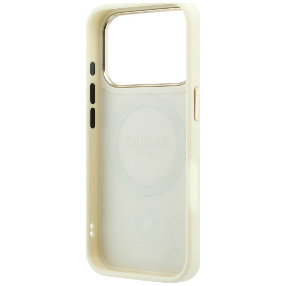 Guess iPhone 17 Pro Max/iPhone 18 Pro Max Kuori Stripe Peony 4G Logo Beige