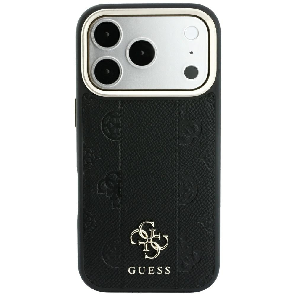 Guess iPhone 17 Pro Max/iPhone 18 Pro Max Kuori Stripe Peony 4G Logo Musta