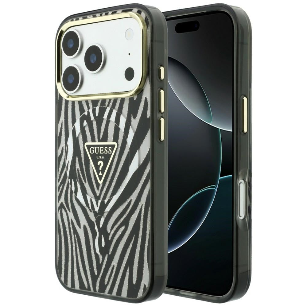 Guess iPhone 17 Pro/iPhone 18 Pro Kuori Zebra Glitter Hopea