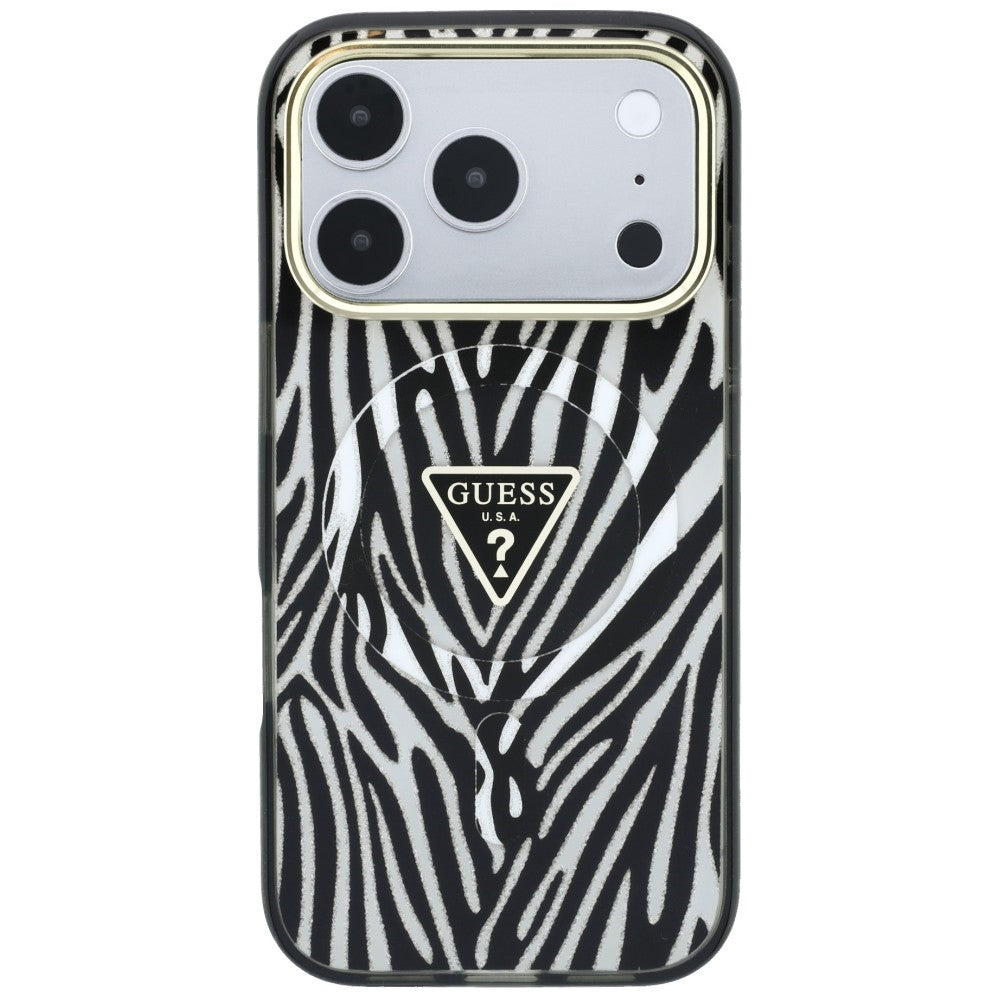 Guess iPhone 17 Pro/iPhone 18 Pro Kuori Zebra Glitter Hopea