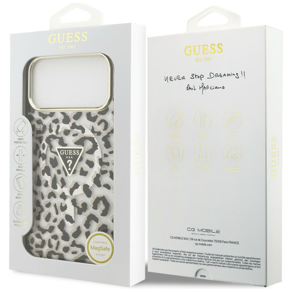 Guess iPhone 17 Pro Max/iPhone 18 Pro Max Kuori Leopard Glitter Musta