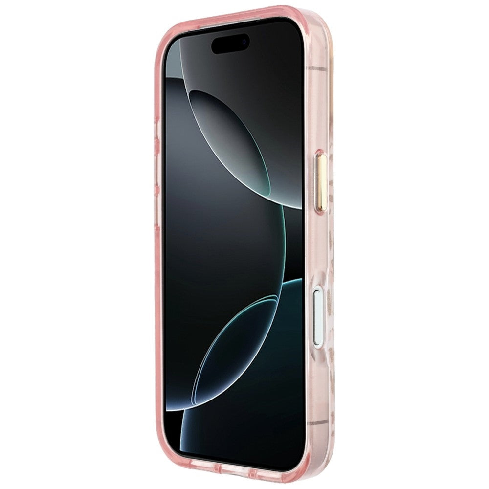 Guess iPhone 17 Pro Max/iPhone 18 Pro Max Kuori Leopard Glitter Vaaleanpunainen