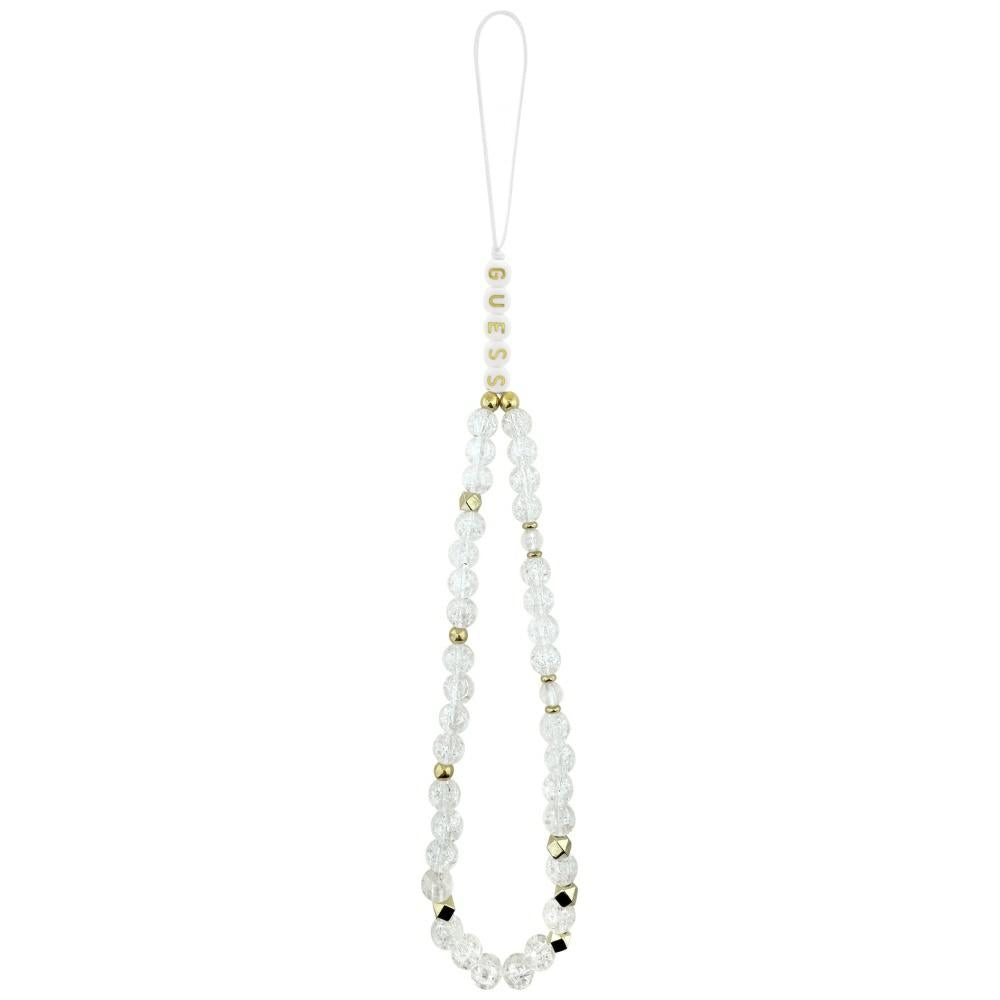 Guess iPhone 17 Pro/iPhone 18 Pro Kuori Electroplated Flowers Pearl Strap Valkoinen