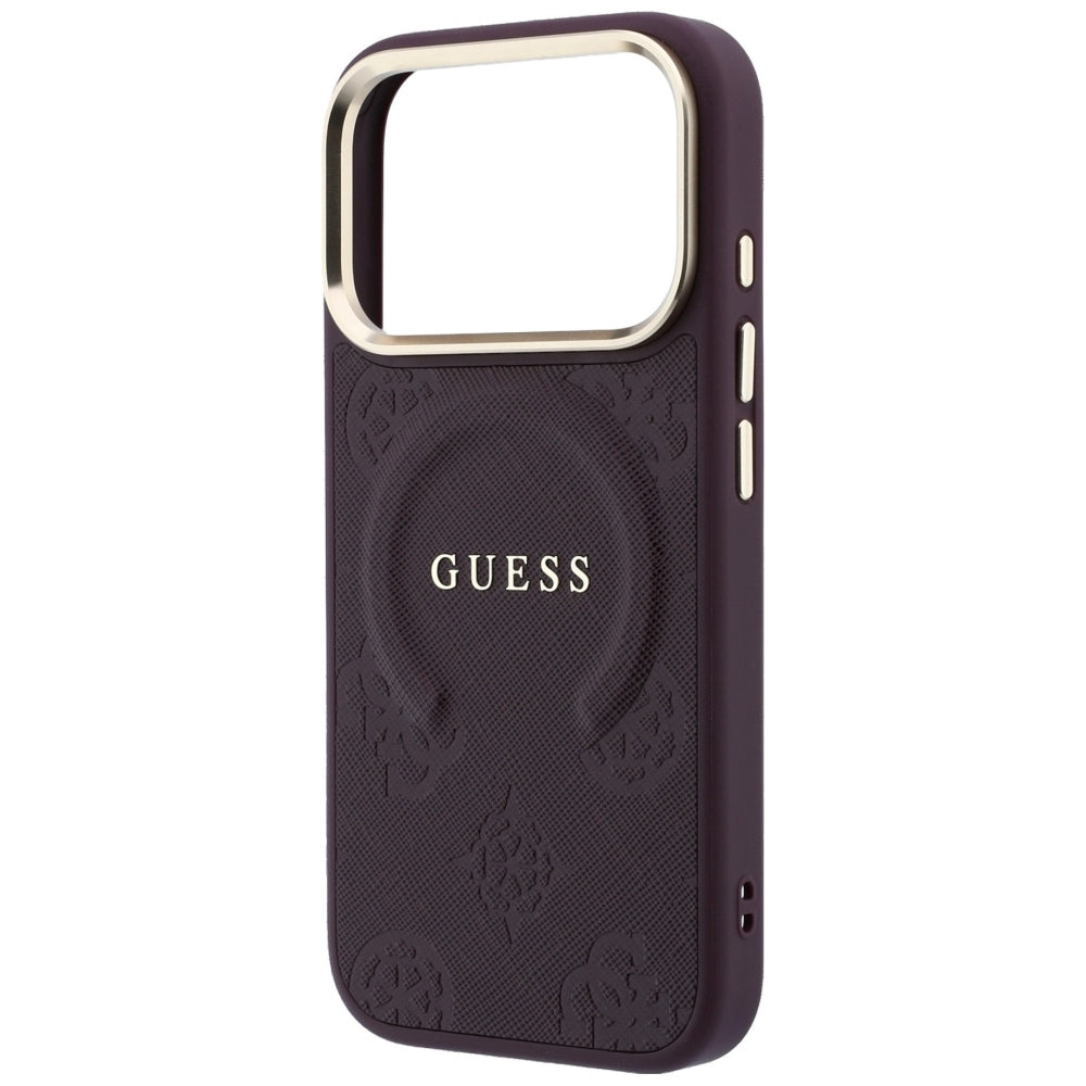 Guess iPhone 17 Pro/iPhone 18 Pro Kuori Saffiano Peony Embossed MagSafe Burgundy