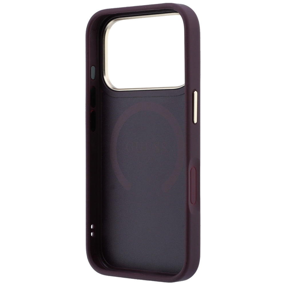 Guess iPhone 17 Pro/iPhone 18 Pro Kuori Saffiano Peony Embossed MagSafe Burgundy