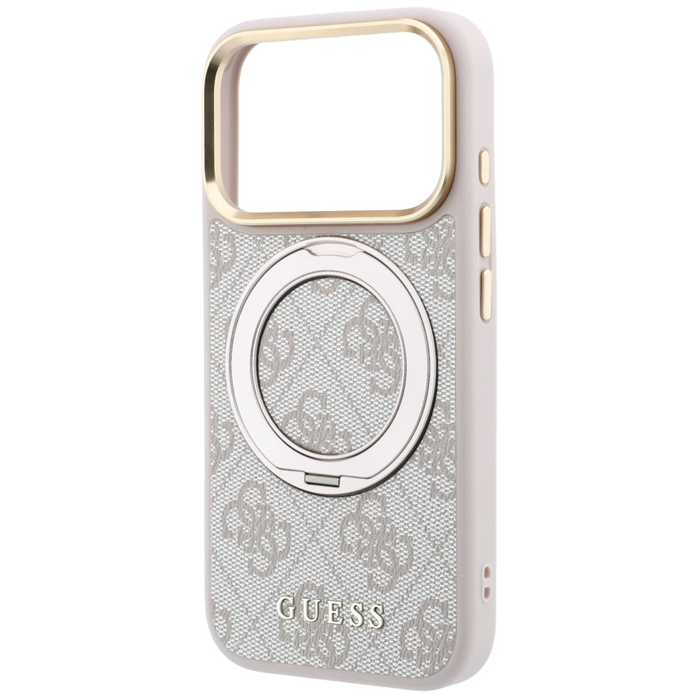Guess iPhone 17 Pro Max/iPhone 18 Pro Max Kuori Ring Stand 4G Classic Logo Vaaleanpunainen