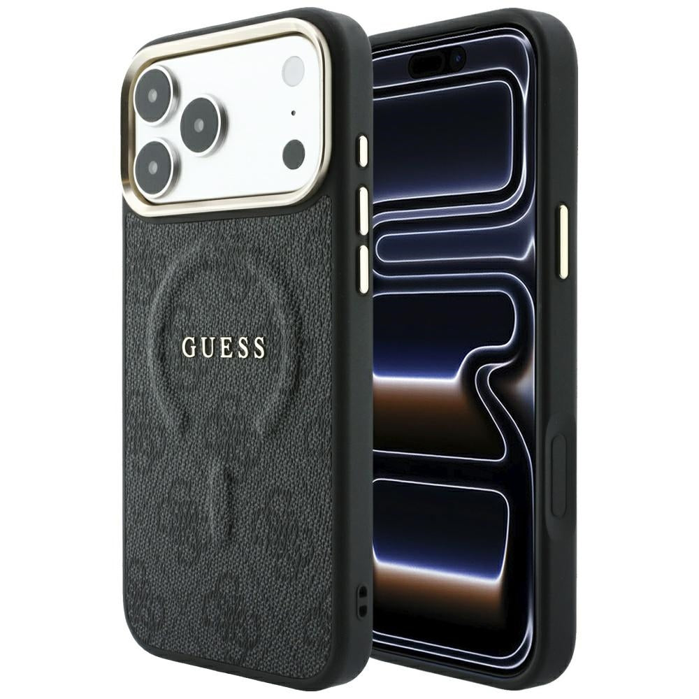 Guess iPhone 17 Pro Max/iPhone 18 Pro Max Kuori 4G Embossed MagSafe Musta