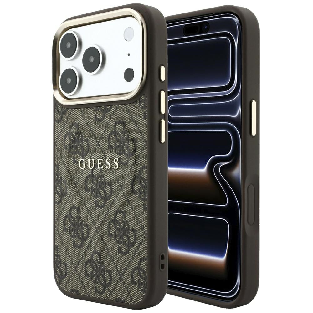 Guess iPhone 17 Pro/iPhone 18 Pro Kuori 4G Embossed MagSafe Ruskea