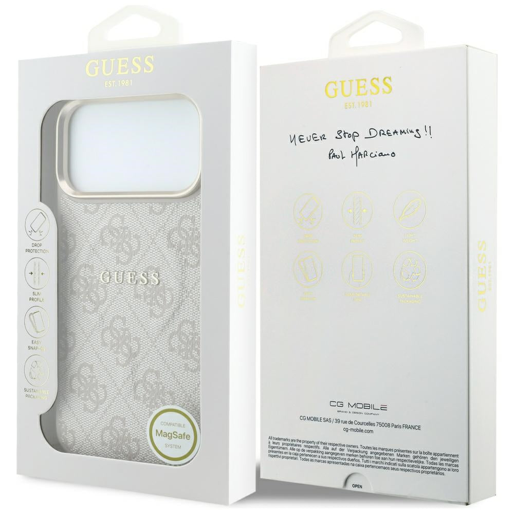 Guess iPhone 17 Pro/iPhone 18 Pro Kuori 4G Embossed MagSafe Vaaleanpunainen