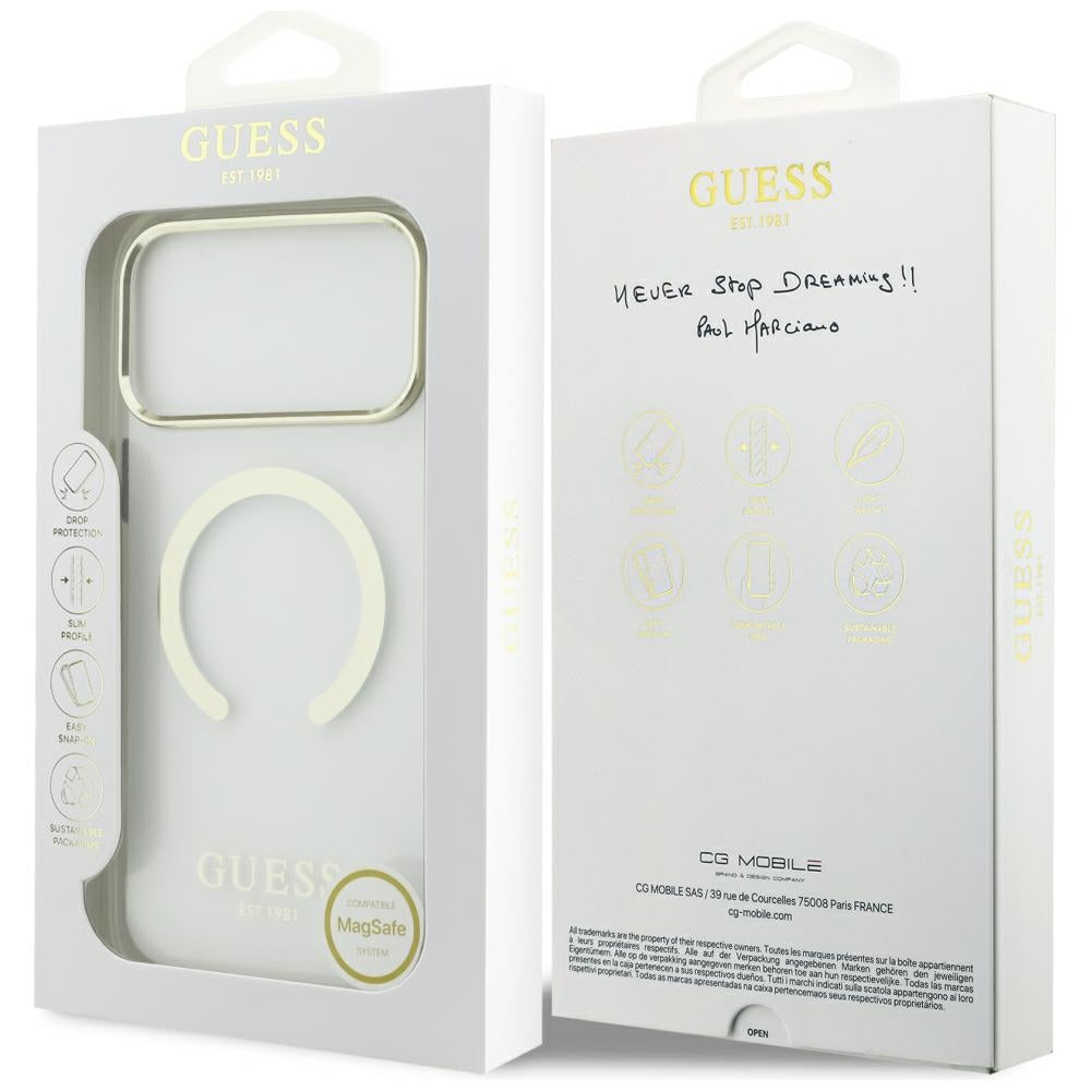 Guess iPhone 17 Pro Max/iPhone 18 Pro Max Kuori Metal Outline Kulta