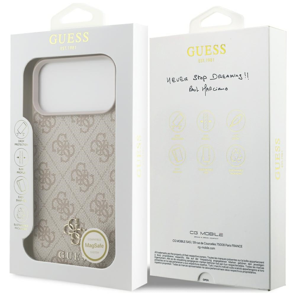 Guess iPhone 17 Pro Max/iPhone 18 Pro Max Kuori 4G Classic Logo Small Vaaleanpunainen