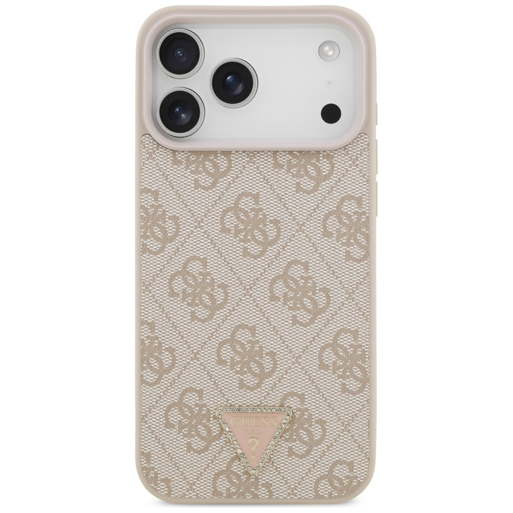 Guess iPhone 17 Pro Max/iPhone 18 Pro Max Kuori 4G Triangle Strass Vaaleanpunainen