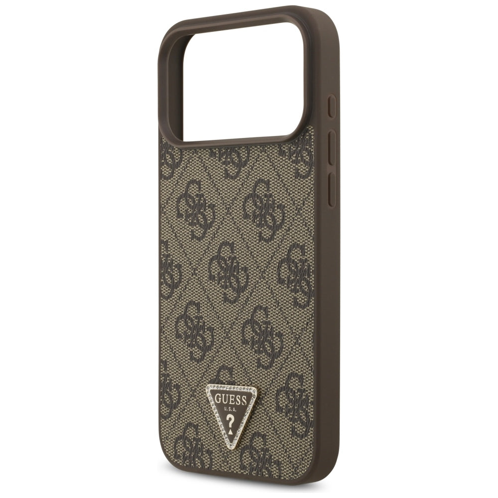 Guess iPhone 17 Pro Max/iPhone 18 Pro Max Kuori 4G Triangle Strass Ruskea