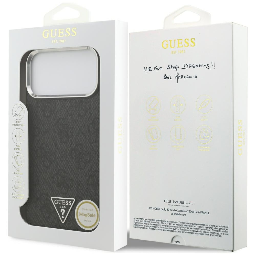 Guess iPhone 17 Pro Max/iPhone 18 Pro Max Kuori 4G Triangle MagSafe Musta