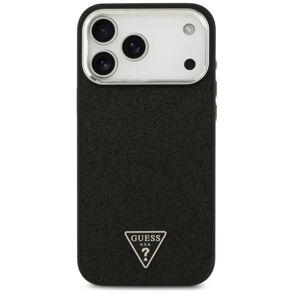 Guess iPhone 17 Pro Max/iPhone 18 Pro Max Kuori Glitter Triangle Logo Musta