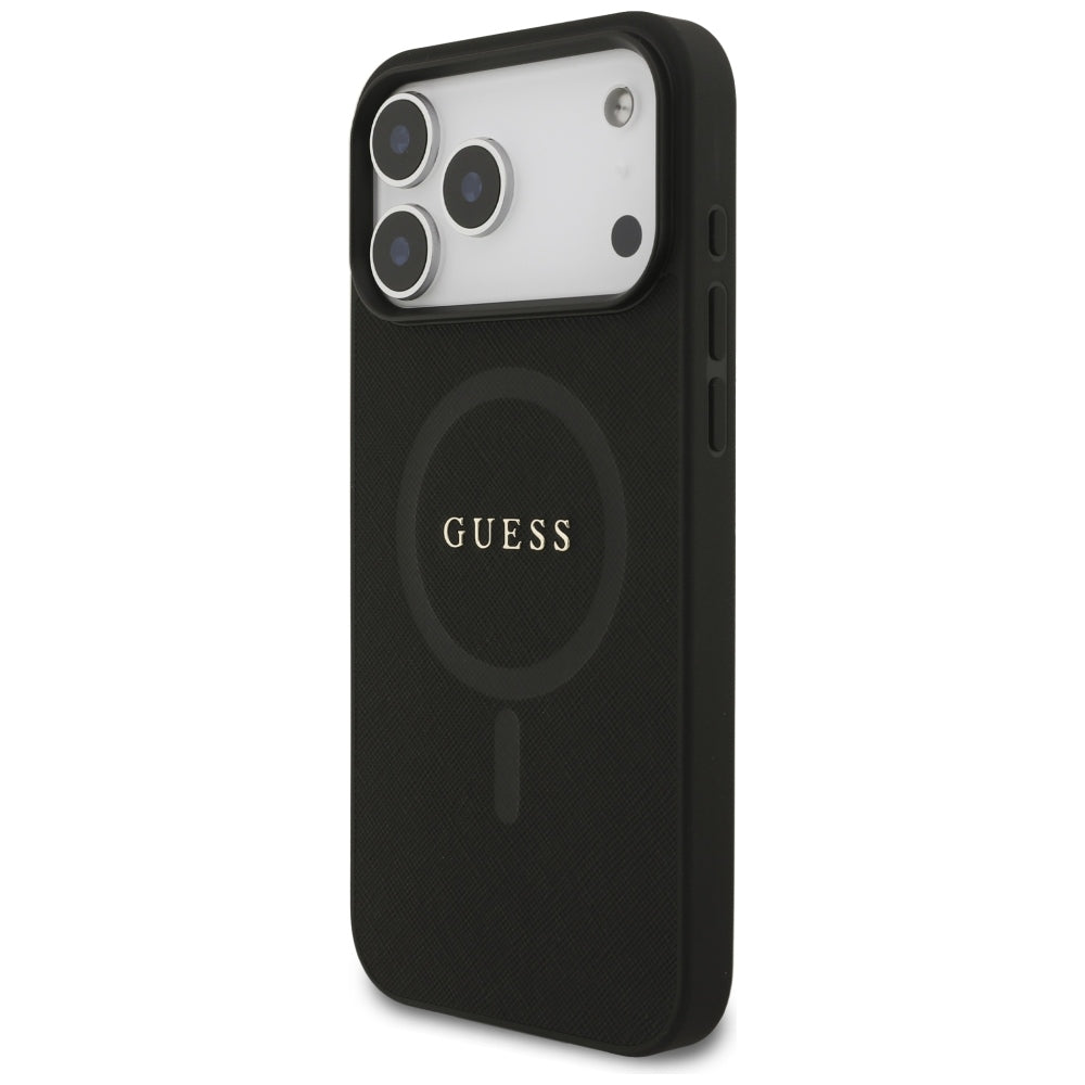 Guess iPhone 17 Pro Max/iPhone 18 Pro Max Kuori Saffiano Classic Logo Musta