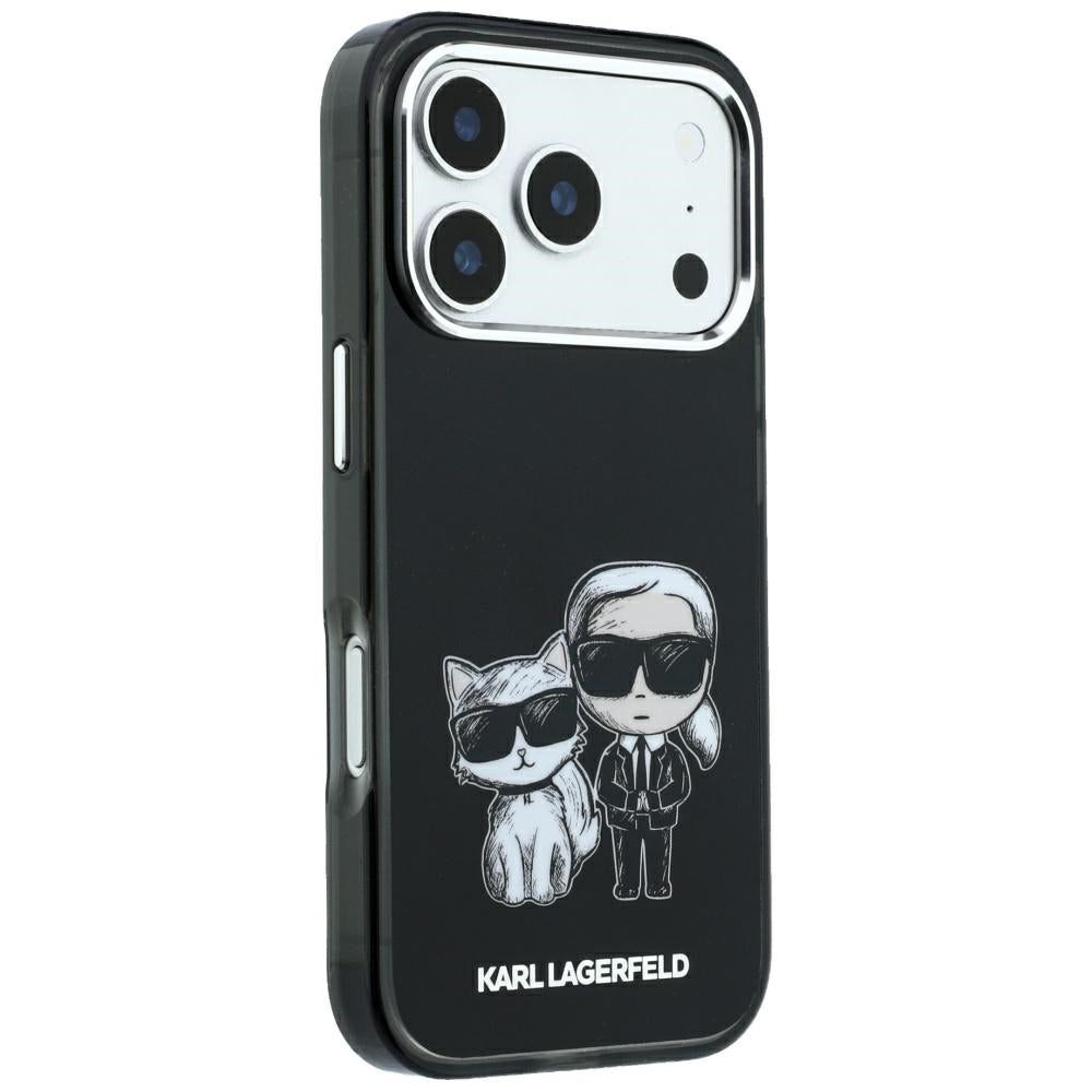 Karl Lagerfeld iPhone 17 Pro/iPhone 18 Pro Kuori Smooth Karl & Choupette Sketch Musta