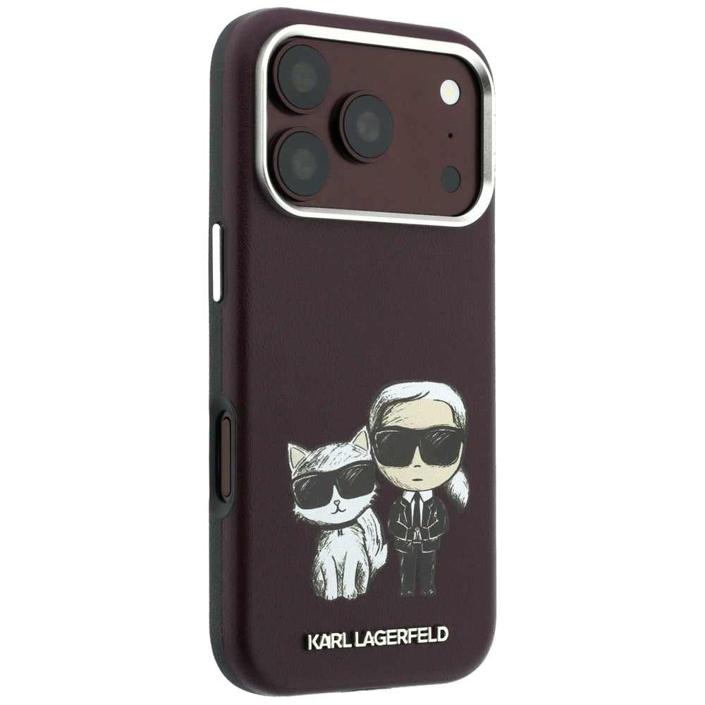 Karl Lagerfeld iPhone 17 Pro/iPhone 18 Pro Kuori Smooth Karl & Choupette Sketch Burgundy