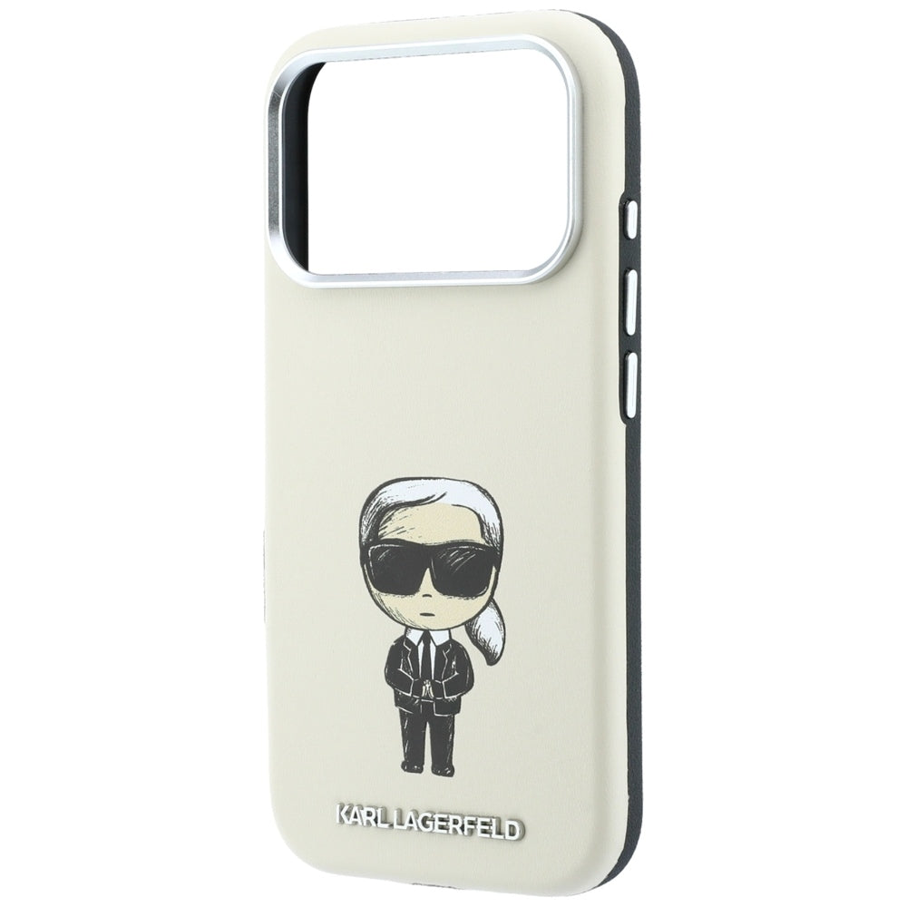 Karl Lagerfeld iPhone 17 Pro/iPhone 18 Pro Kuori Smooth Ikonik Sketch Beige