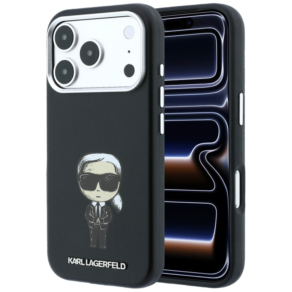 Karl Lagerfeld iPhone 17 Pro/iPhone 18 Pro Kuori Smooth Ikonik Sketch Musta