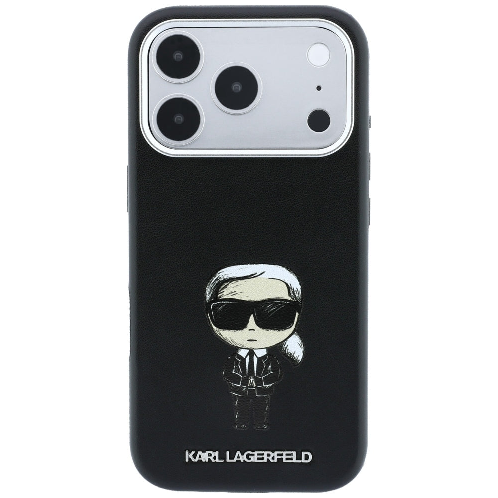 Karl Lagerfeld iPhone 17 Pro/iPhone 18 Pro Kuori Smooth Ikonik Sketch Musta