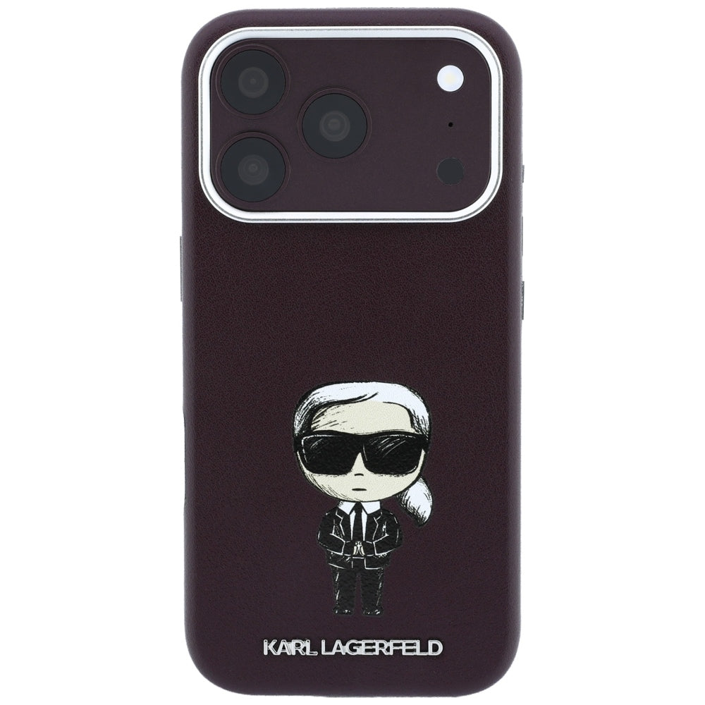 Karl Lagerfeld iPhone 17 Pro Max/iPhone 18 Pro Max -kuori Smooth Ikonik Sketch Burgundy