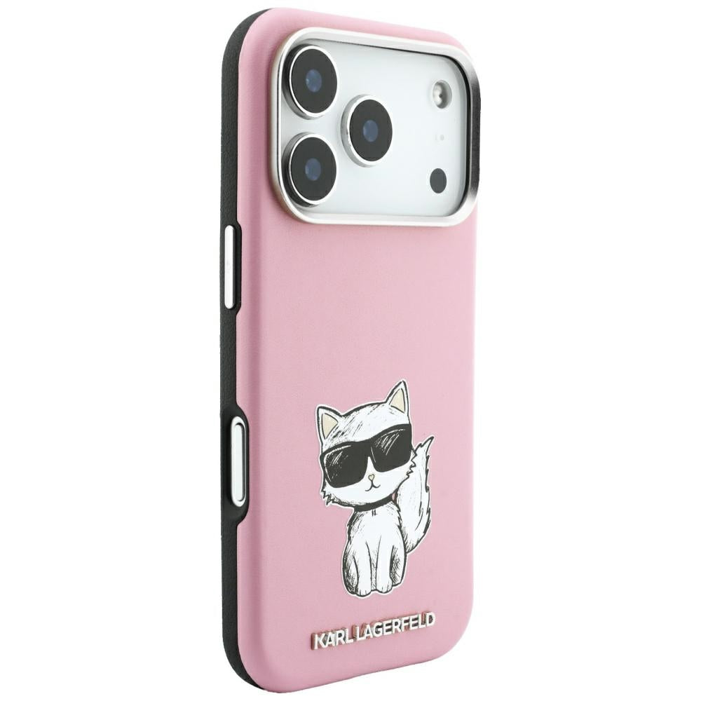 Karl Lagerfeld iPhone 17 Pro/iPhone 18 Pro -kuori Smooth Choupette Sketch Vaaleanpunainen