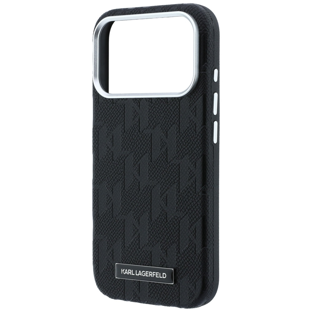 Karl Lagerfeld iPhone 17 Pro Max/iPhone 18 Pro Max Kuori Grained Mono Resin Logo Musta