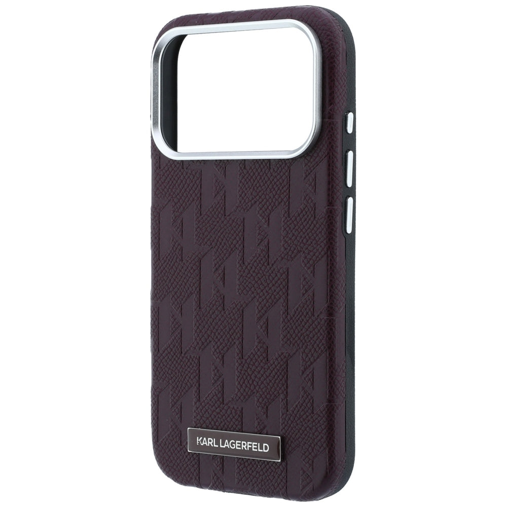 Karl Lagerfeld iPhone 17 Pro/iPhone 18 Pro Kuori Grained Mono Resin Logo Burgundy