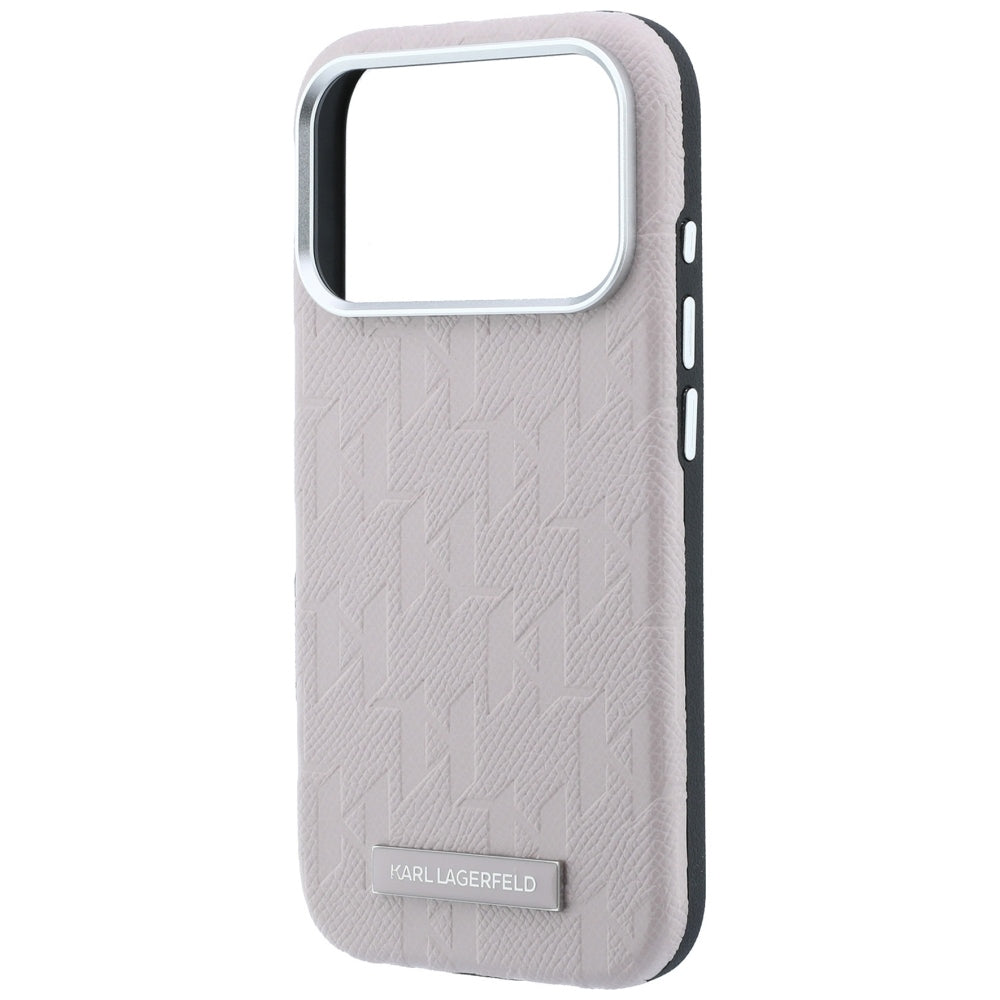 Karl Lagerfeld iPhone 17 Pro/iPhone 18 Pro Kuori Grained Mono Resin Logo Vaaleanpunainen