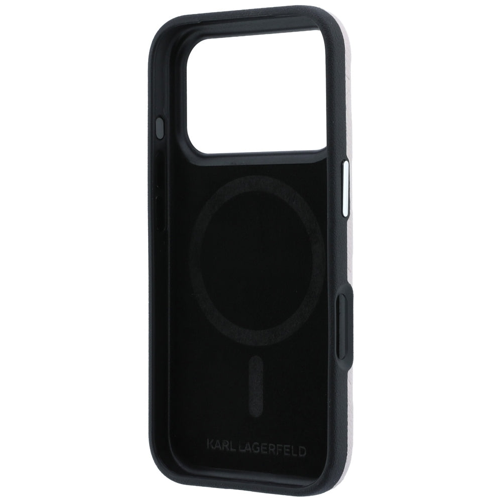 Karl Lagerfeld iPhone 17 Pro Max/iPhone 18 Pro Max Kuori Grained Mono Resin Logo Vaaleanpunainen