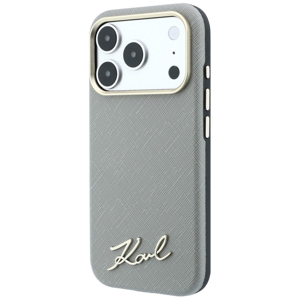 Karl Lagerfeld iPhone 17 Pro Max/iPhone 18 Pro Max -kuori Saffiano Script Logo Beige