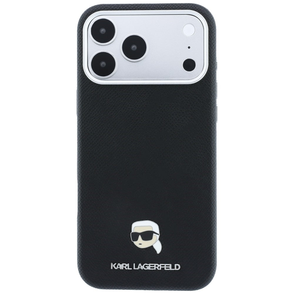 Karl Lagerfeld iPhone 17 Pro Max/iPhone 18 Pro Max Kuori Grained Karl Musta
