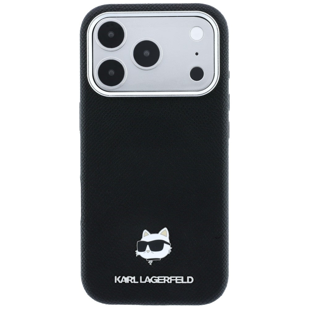 Karl Lagerfeld iPhone 17 Pro/iPhone 18 Pro Kuori Grained Choupette Musta