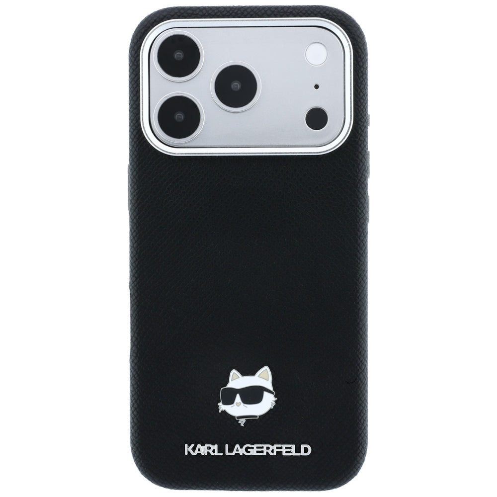 Karl Lagerfeld iPhone 17 Pro Max/iPhone 18 Pro Max Kuori Grained Choupette Musta