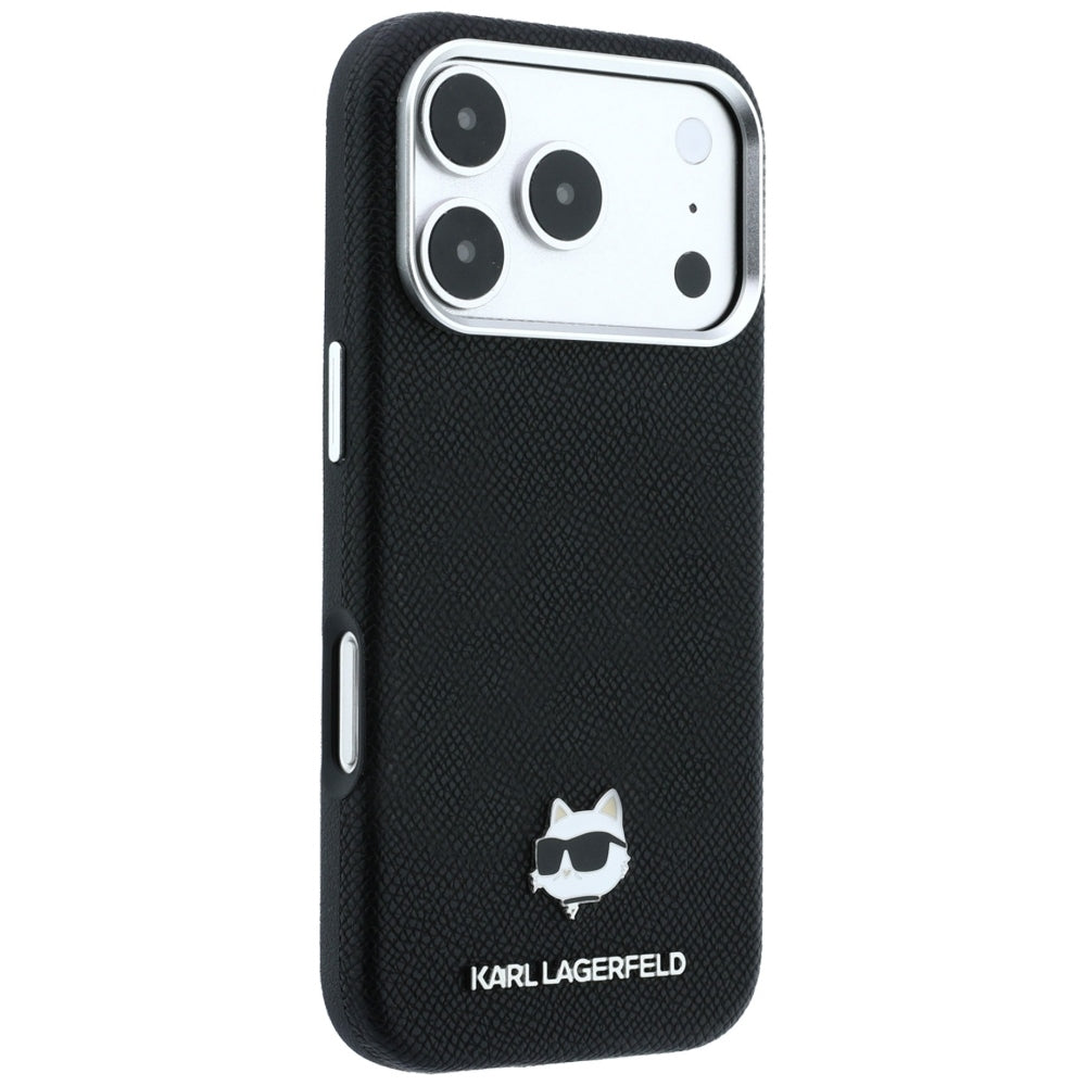 Karl Lagerfeld iPhone 17 Pro Max/iPhone 18 Pro Max Kuori Grained Choupette Musta