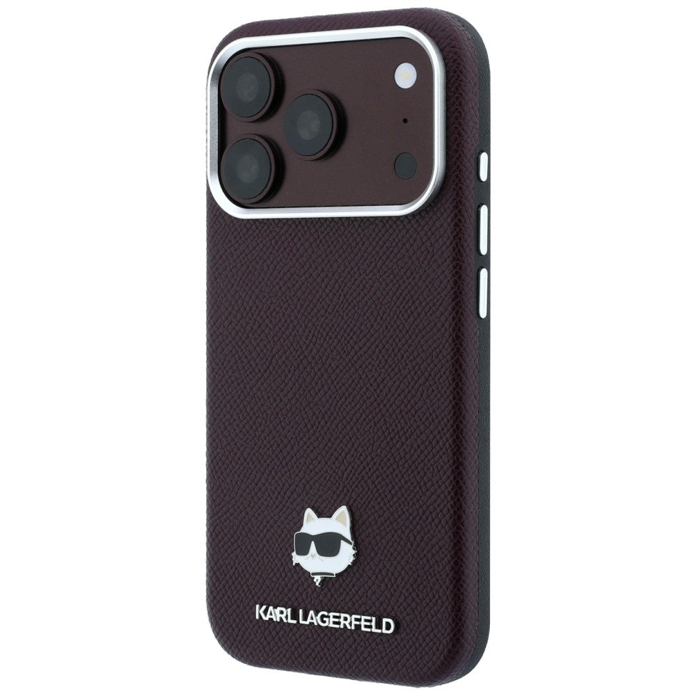 Karl Lagerfeld iPhone 17 Pro/iPhone 18 Pro Kuori Grained Choupette Burgundy