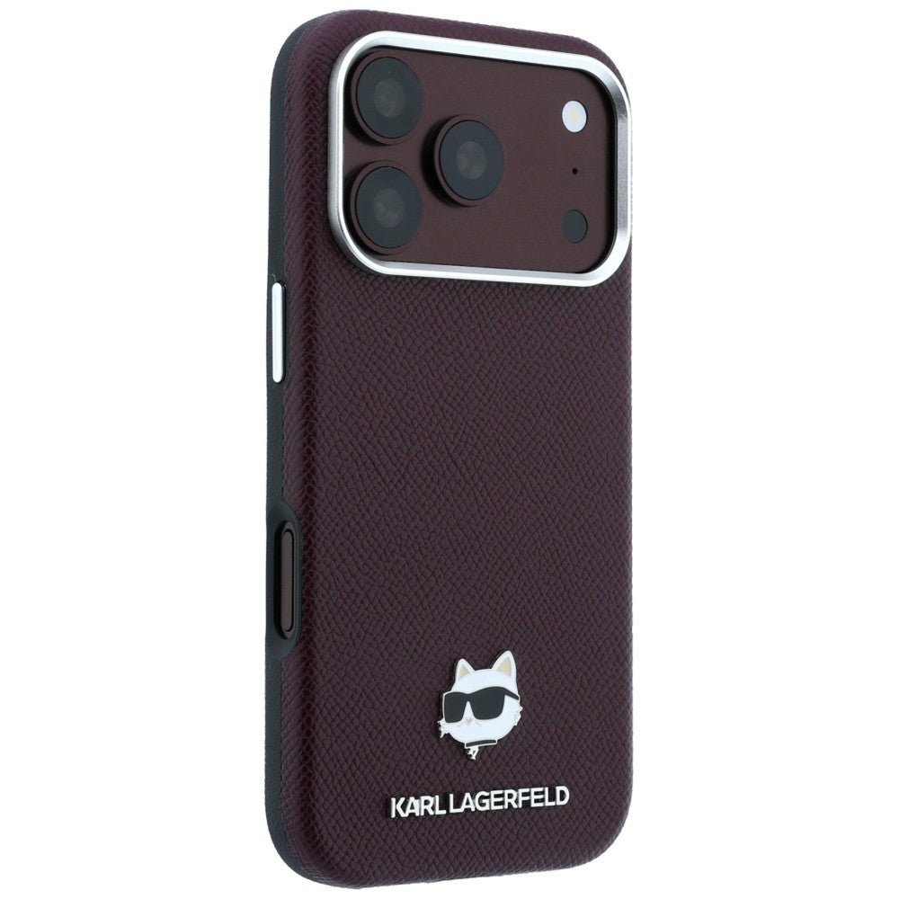 Karl Lagerfeld iPhone 17 Pro/iPhone 18 Pro Kuori Grained Choupette Burgundy