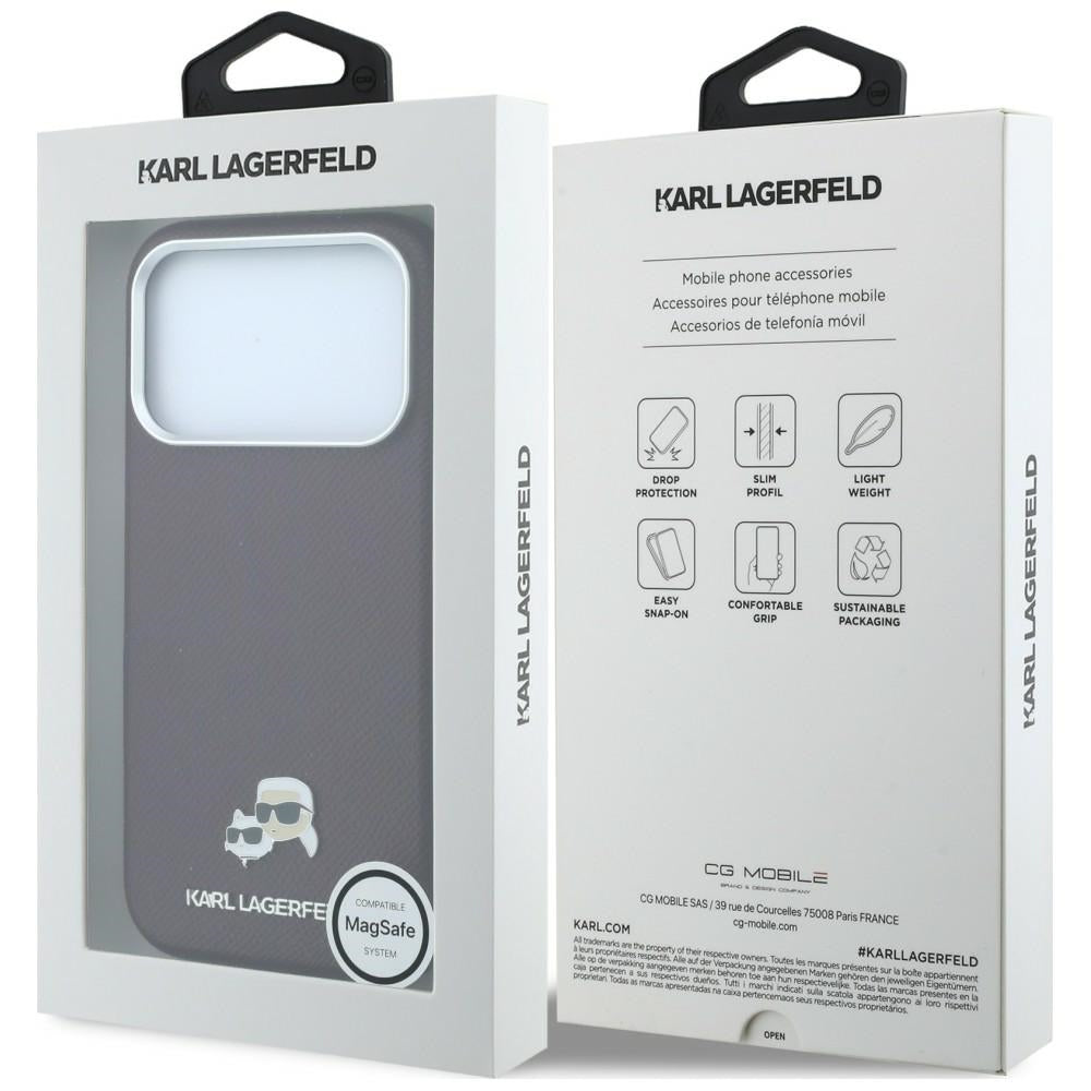 Karl Lagerfeld iPhone 17 Pro/iPhone 18 Pro Kuori Grained Heads Viininpunainen