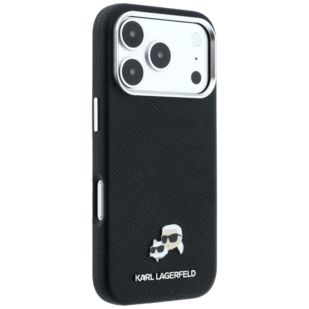 Karl Lagerfeld iPhone 17 Pro/iPhone 18 Pro Kuori Grained Heads Musta