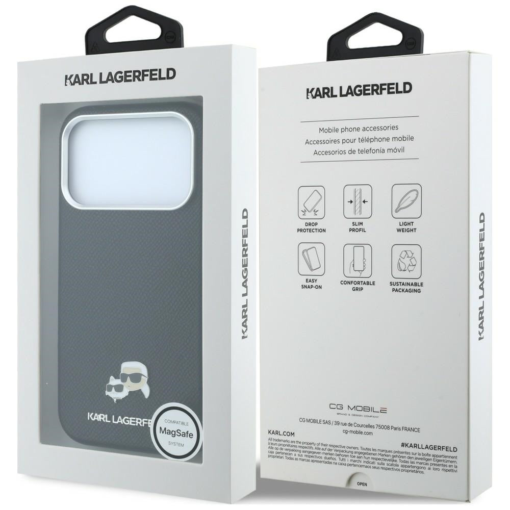 Karl Lagerfeld iPhone 17 Pro Max/iPhone 18 Pro Max Kuori Grained Heads Musta
