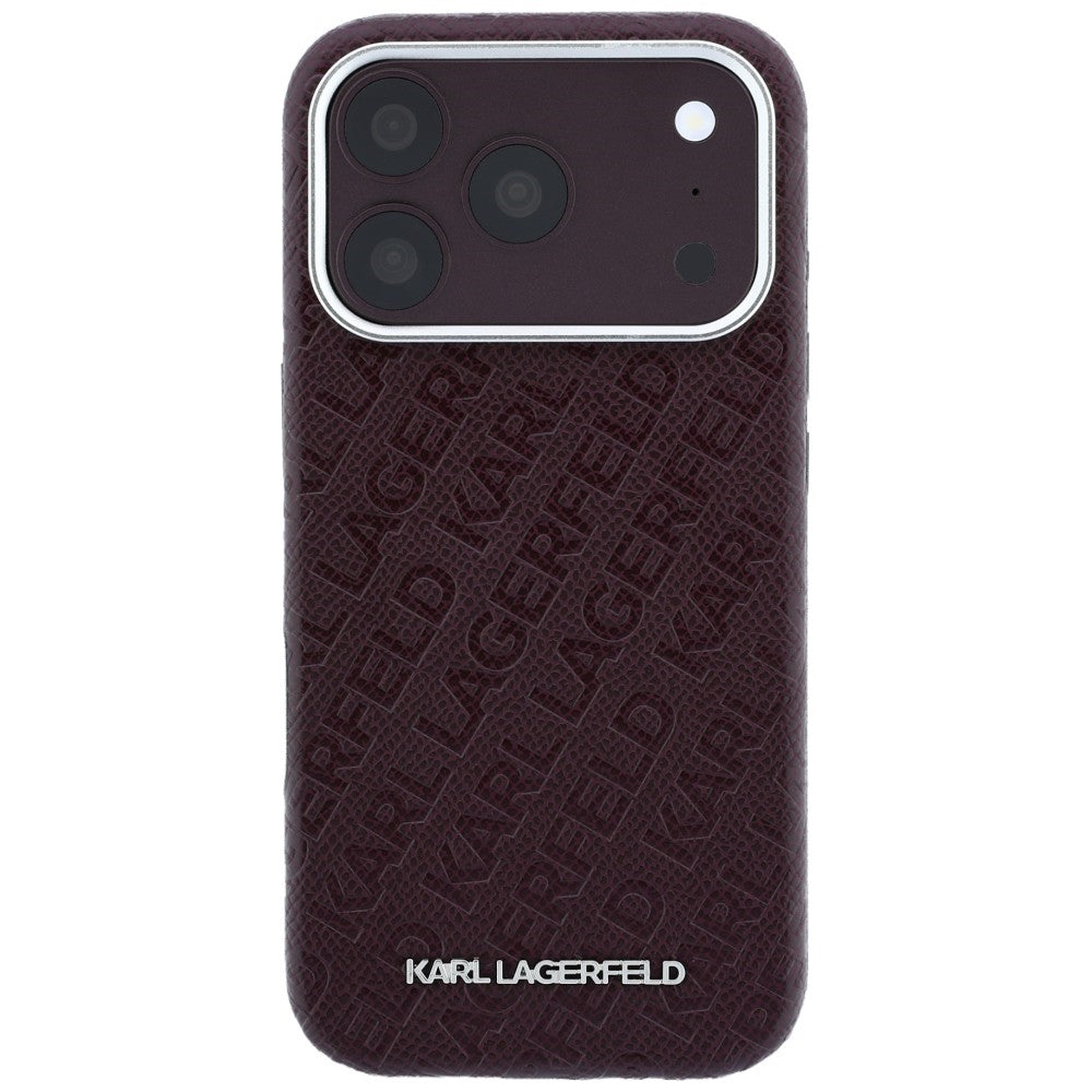 Karl Lagerfeld iPhone 17 Pro/iPhone 18 Pro Kuori Grained Allover Logo Burgundy