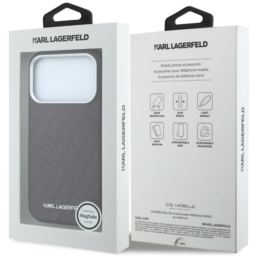 Karl Lagerfeld iPhone 17 Pro/iPhone 18 Pro Kuori Grained Allover Logo Burgundy