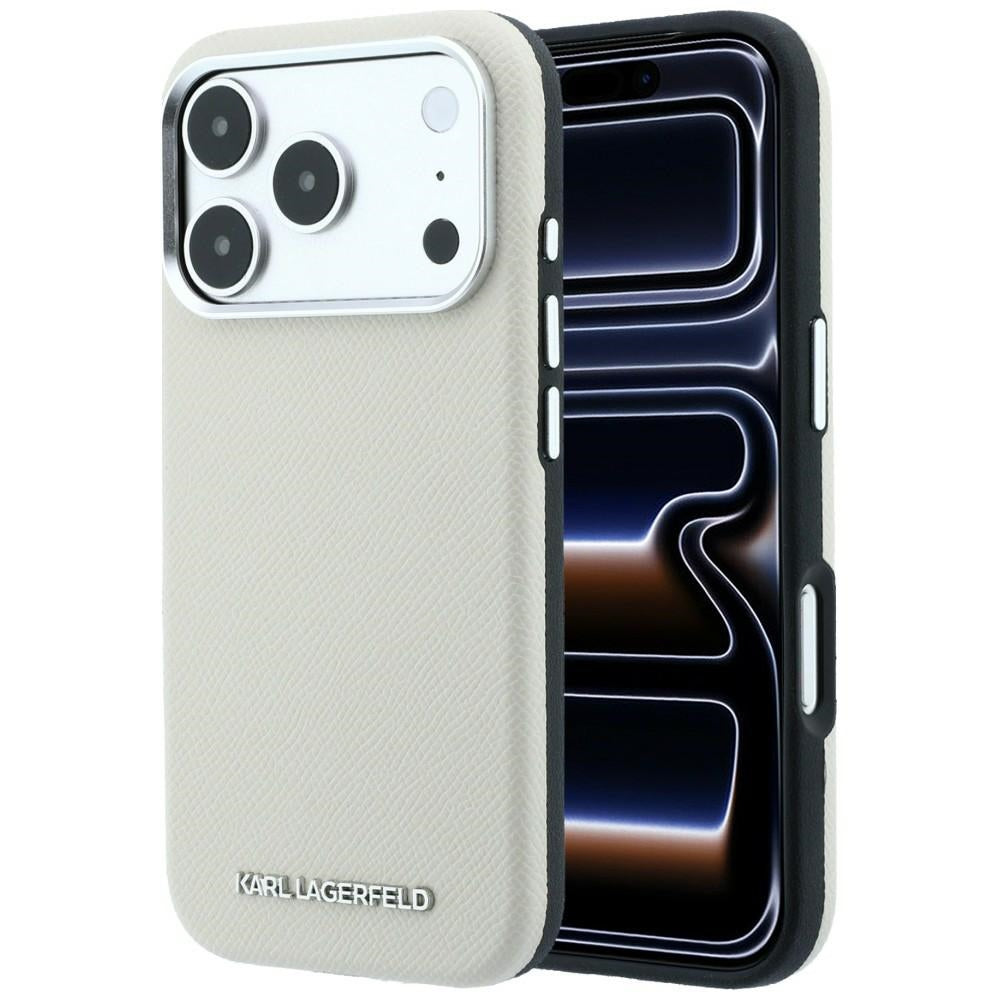 Karl Lagerfeld iPhone 17 Pro Max/iPhone 18 Pro Max Kuori Grained Logo Beige
