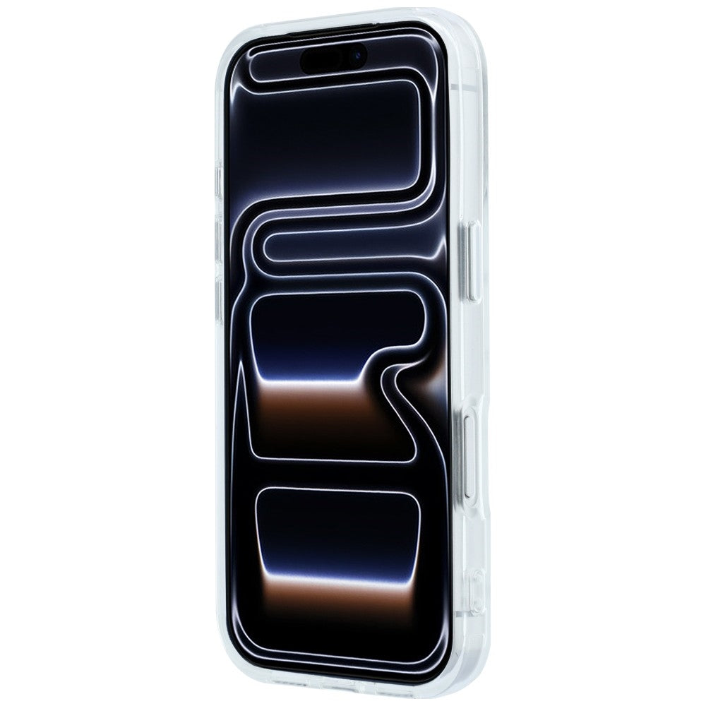 Karl Lagerfeld iPhone 17 Pro Max/iPhone 18 Pro Max Kuori strasseilla, galvanisoitu logo Valkoinen