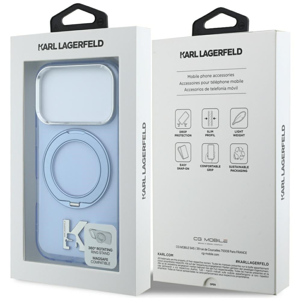 Karl Lagerfeld iPhone 17 Pro Max/iPhone 18 Pro Max Kuori Rengasteline Kameo Sininen