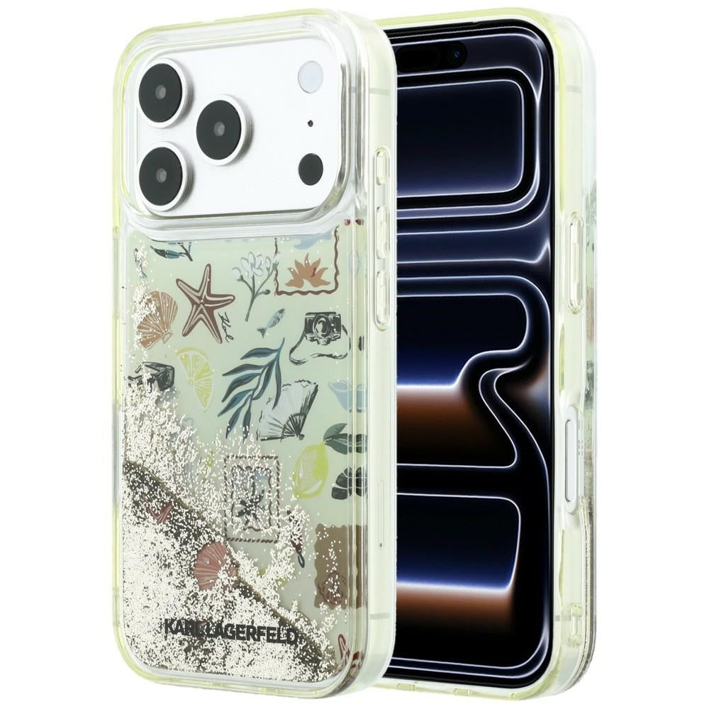 Karl Lagerfeld iPhone 17 Pro/iPhone 18 Pro Kuori nestemäisellä glitterillä, Beach Beige