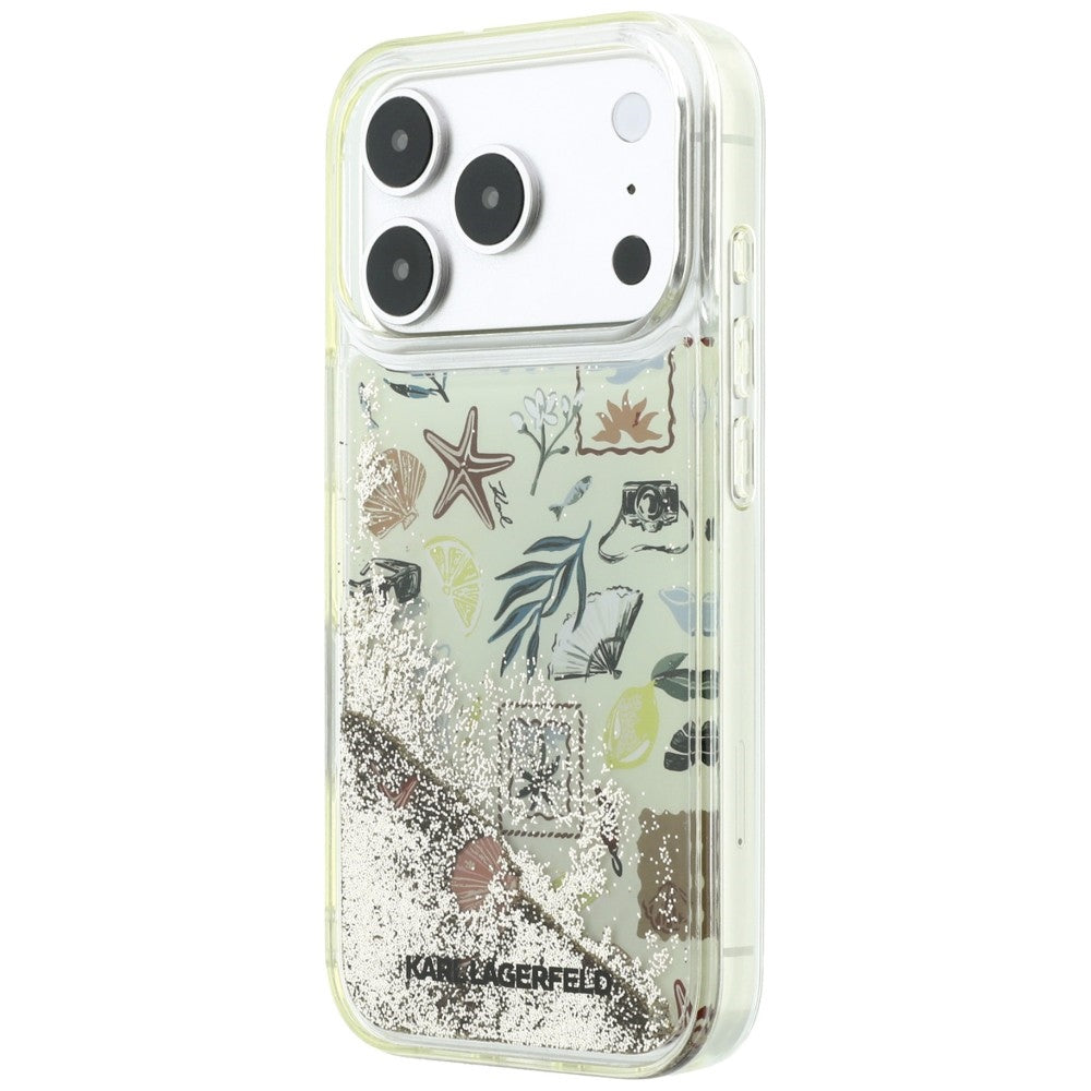 Karl Lagerfeld iPhone 17 Pro/iPhone 18 Pro Kuori nestemäisellä glitterillä, Beach Beige