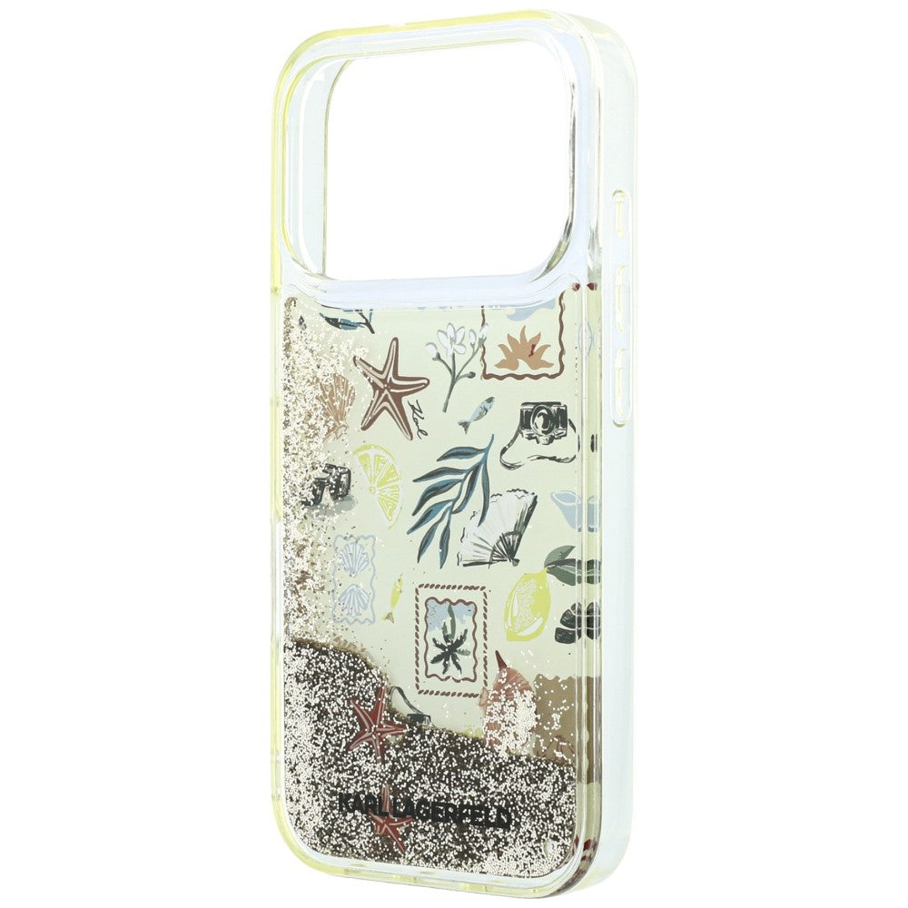 Karl Lagerfeld iPhone 17 Pro/iPhone 18 Pro Kuori nestemäisellä glitterillä, Beach Beige